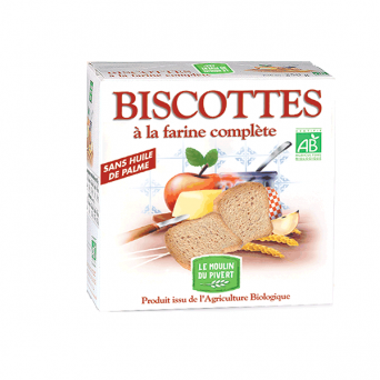 Biscottes Complètes  BIO sans Huile de palme